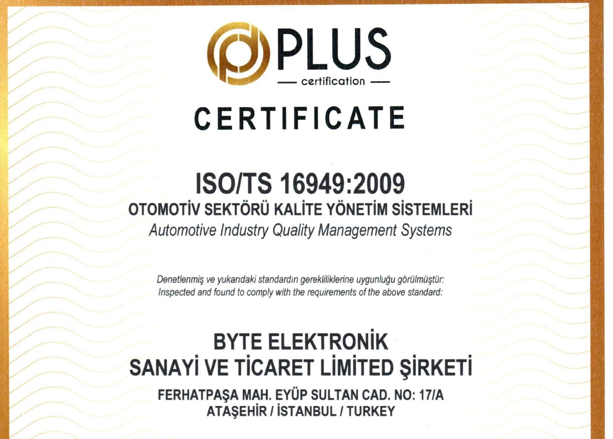Byte Elektronik ISO/TS 16949:2009 1