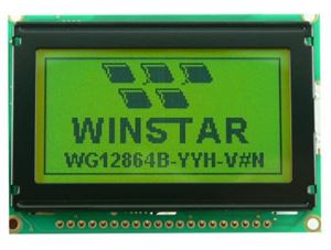 LCD  DSP 128*64 LEDB.LIGHT STN POS YL-BLUE THT - BYTE 02525  - WG12864B-TMI-V#N