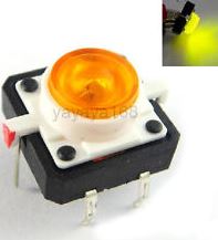 SWITCH  12x12mm YELLOW LED TACT THT - BYTE 02562  - "