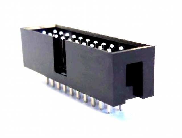 HEADER BOX 20P (2x10) 2.54mm 180* BLACK MALE THT (DS1013-20SSIB1)