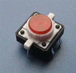 SWITCH LED RED 12X12 7.00mm THT BUTON - BYTE 00346  - *