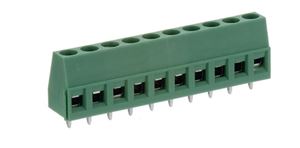 CONN T.B. 10P(1x10) 5mm GREEN THT  - BYTE 28977  - KF128-5.0-10P