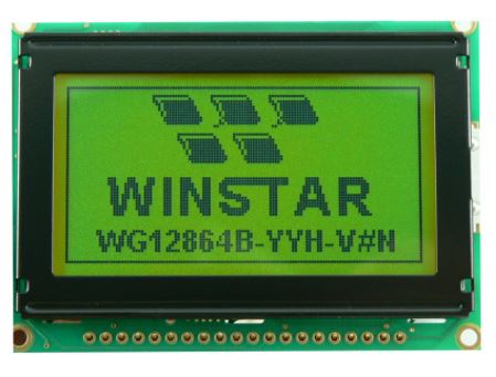 LCD  DSP 128*64 LEDB.LIGHT STN POS YL-GREEN THT (WG12864B-YYH-V#N)