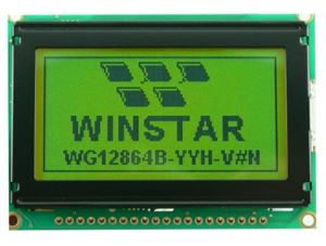 LCD  DSP 128*64 LEDB.LIGHT STN POS YL-GREEN THT - BYTE 03340  - WG12864B-YYH-V#N
