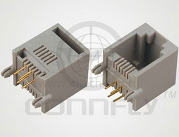 CONN RJ45 6P 180° 6P6C - GRAY THT  (*)