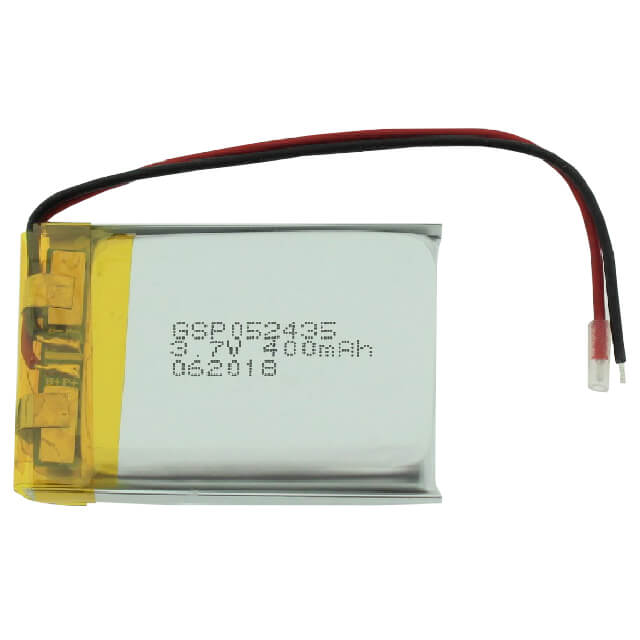 BATTERY LI-POLYMER 3.7V 400mAh 2PIN THT (GSP052435-PCM-W26)