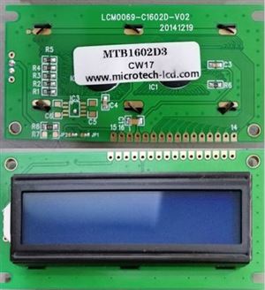 LCD 16X2 84.0X44.0X13.5mm BLUE THT - BYTE 04656  - MTB1602D3 