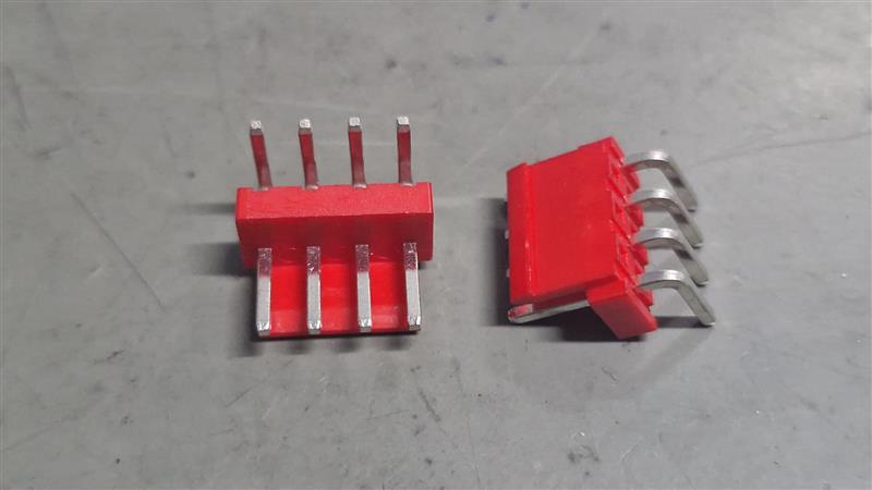 CONN 4P(1x4) 90° 3.96mm MALE OPEN RED THT (*)