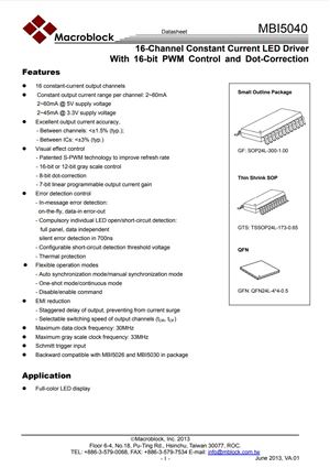 LED DRIVER MBI5040 PWM MACROBLOCK SMD - BYTE 06749  - MBI5040
