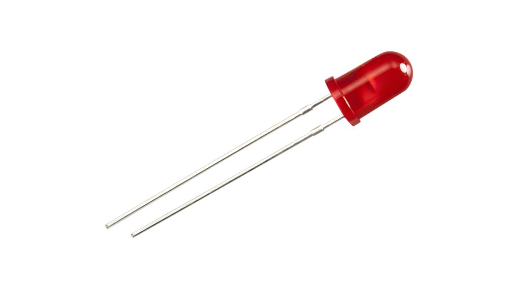LED RED DIFFUSED 1.8-2V 5MM 620-625NM THT (*)