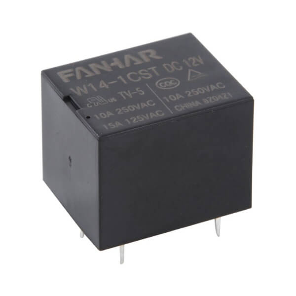 RELAY POWER 10A 12VDC 1FormC PCB TYPE (JS1) 5PIN THT (W14-1CST-DC12V)