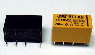 RELAY DOUBLE CONTACT 12VDC 1A TELECOM THT  (HK19F-DC12-SHG)